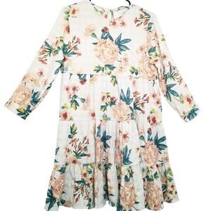 Zara Floral Tiered Mini Dress Puckered Crinkle Fabric Cottagecore Feminine Sz M